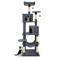 Airfind Multi-level Cat Tree Modern Cat Tower with Upholstered Perch and 2 Cat Condo, 24 x 18.5 Footprint, Dark Gray