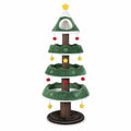 Airfind Multi-level Christmas Cat Tree with 3 Platforms and Upholstered Top Perch, 33 lbs Capacity, 27.5in x 70.5in Base Footprint, Multicolor