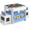 Airfind Multi-purpose Activity Kids Table and Chairs Set with Double-sided Tabletop, 55 lbs Capacity, MDF Frame, 26 Inch x 25 Inch x 19 Inch Footprint, Blue