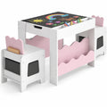 Airfind Youth Table and Chairs Set, Multi-purpose Activity, with Double-sided Tabletop, 55 lbs Capacity, MDF Frame, 26 Inch x 25 Inch x 19 Inch Footprint, Pink