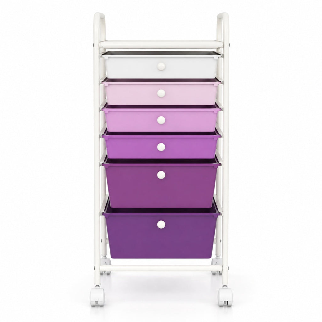 Airfind Multifunctional 6 Drawers Rolling Storage Cart Organizer, Steel Frame, 17 x 13.5 x 30 Footprint, Purple
