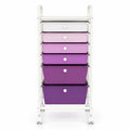 Airfind Multifunctional 6 Drawers Rolling Storage Cart Organizer, Steel Frame, 17 x 13.5 x 30 Footprint, Purple