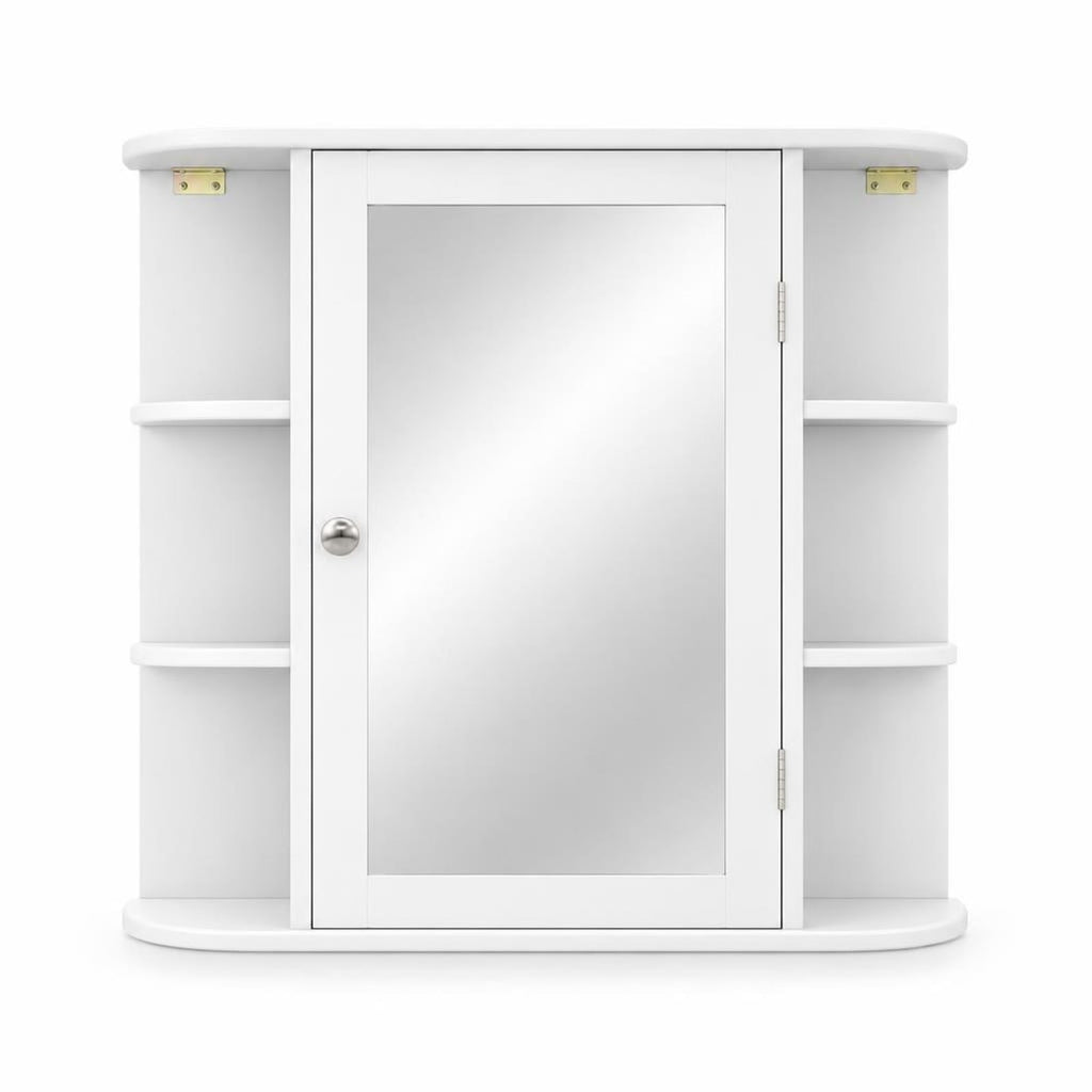 Airfind Multipurpose Mount Wall Mirror Bathroom Storage Cabinet, 44 lbs Capacity, MDF Frame, 26in x 6.5in x 25in (L x W x H) Open Compartment Footprint