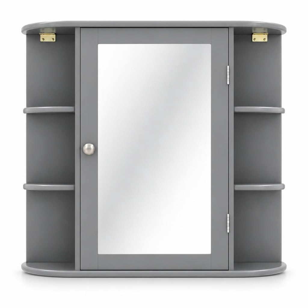 Airfind Multipurpose Mount Wall Surface Bathroom Storage Cabinet with Mirror, 44 lbs Capacity, MDF Frame, Gray