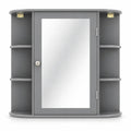 Airfind Multipurpose Mount Wall Surface Bathroom Storage Cabinet with Mirror, 44 lbs Capacity, MDF Frame, Gray