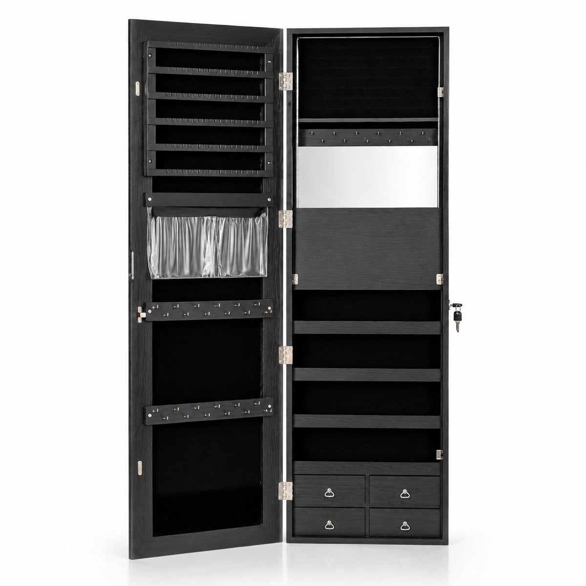 Airfind Multipurpose Storage Cabinet with 4 Drawers, 11 lbs Capacity, MDF Frame, 14.5 Inch x 5 Inch x 47 Inch Footprint, Black