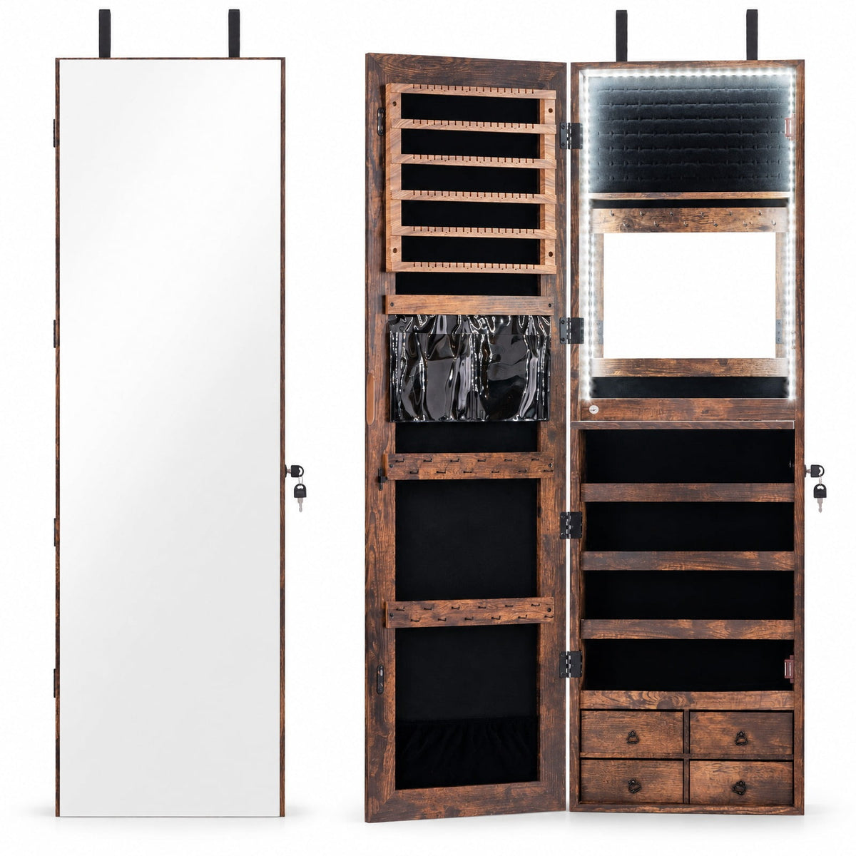 Airfind Multipurpose Storage Cabinet with 4 Drawers, 11 lbs Capacity, MDF Frame, 14.5 Inch x 5 Inch x 47 Inch Footprint, Brown