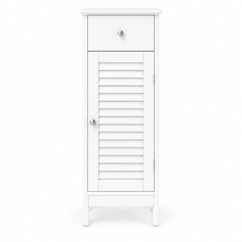 Airfind Narrow Bathroom Storage Cabinet with Adjustable Shelf and Drawer, 13in x 12in x 34.5inOverall Interior Footprint, White