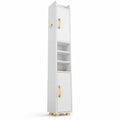 Airfind Narrow Bathroom Storage Cabinet featuring Open Shelves and Toilet Paper Holder, 11 lbs Capacity, Engineered Wood Metal Plastic Frame, White