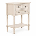 Airfind Narrow Console Table with 3 Storage Drawers and Open Bottom Shelf, 154 lbs Capacity, MDF Rubber wood Acacia Wood Frame, Beige