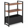 Airfind Narrow End Table with Storage Shelves and Metal Frame, 25 lbs Capacity, Engineered Wood Metal Fabric Frame, 19 x 8 x 25.5 Footprint