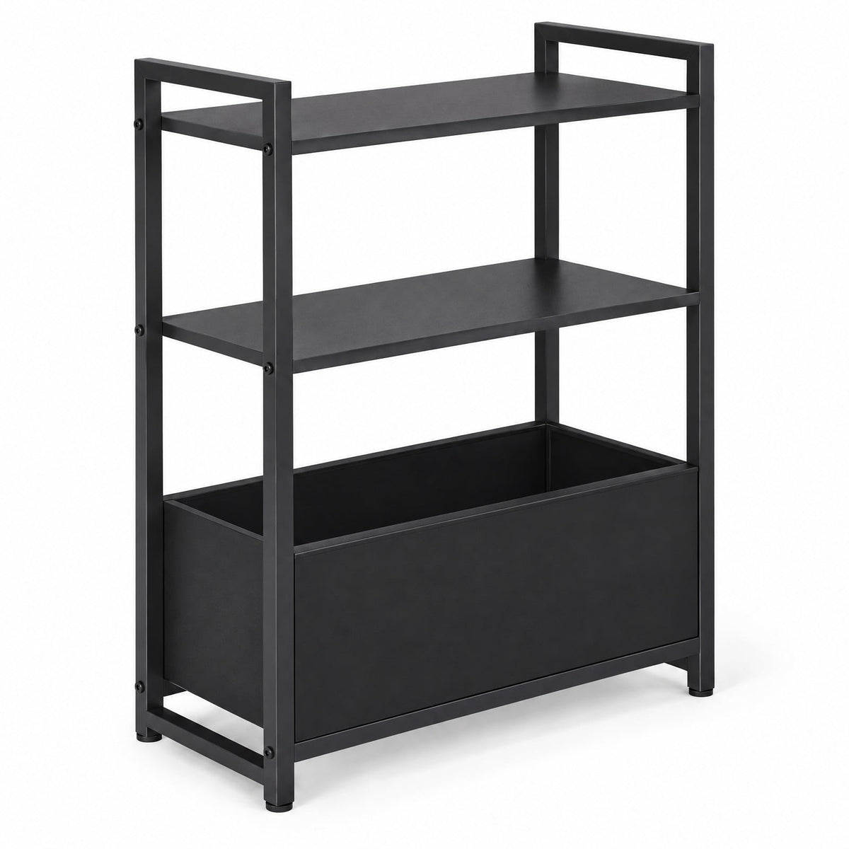 Airfind Narrow End Table with Storage Shelves and Metal Frame, 25 lbs Capacity, Engineered Wood Metal Fabric Frame, 19 x 8 x 25.5 Footprint