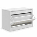 Airfind Narrow Shoe Cabinet with 1 Flip Drawer and Adjustable Shelf for Hallway, 132 lbs Capacity, PB Engineered Wood Frame, White