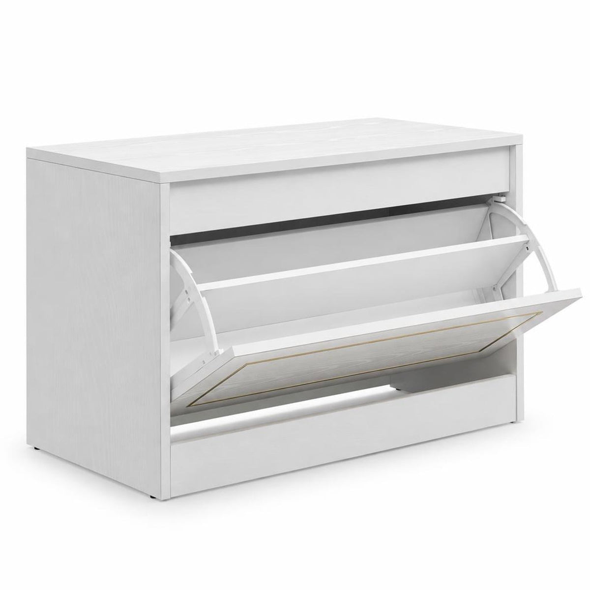 Airfind Narrow Shoe Cabinet with 1 Flip Drawer and Adjustable Shelf for Hallway, 132 lbs Capacity, PB Engineered Wood Frame, White