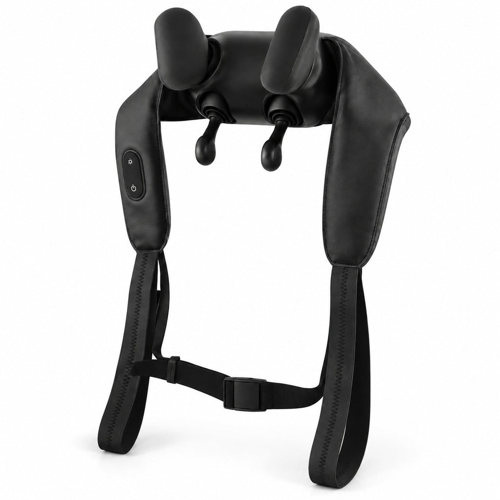 Airfind Neck Shoulder Massager with 2 Heat Levels for Pain Relief, PU ABS Silicone Frame, 8 x 20 x 5.5 Footprint, Black
