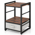 Airfind Nightstand Industrial Bedside Table with Open Storage Shelf and Fabric Drawer, 45 lbs Capacity, 16 x 16 x 24 Footprint, Brown