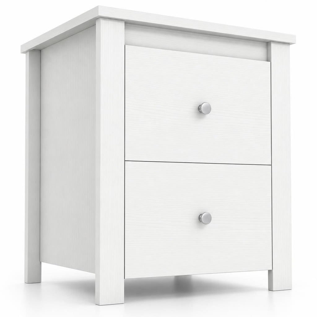 Airfind Nightstand with 2 Drawers Storage for Bedroom Living Room Small Spaces, 66 lbs Capacity, Engineered Wood Metal Frame, White