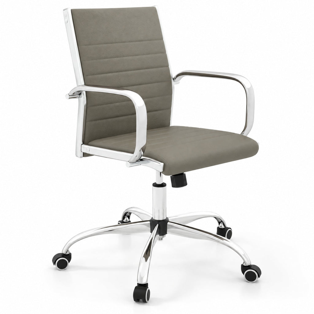 Airfind Office Chair Height Adjustable Conference Room Chair with Rocking Backrest Armrests, 330 lbs Capacity, PU Leather Sponge Metal Frame, Gray
