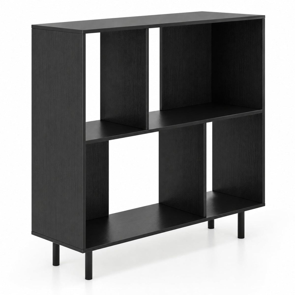 Airfind Open Shelf Bookcase with 4 Compartments, Black, 4-cube bookcase provides ample storage space, Assembly is required before use