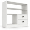 Airfind Open Storage Cabinet with 3 Open Compartments and 2 Drawer, 44 lbs Capacity, Engineered Wood Fabric Frame, 27.5 x 12 x 27.5 Footprint