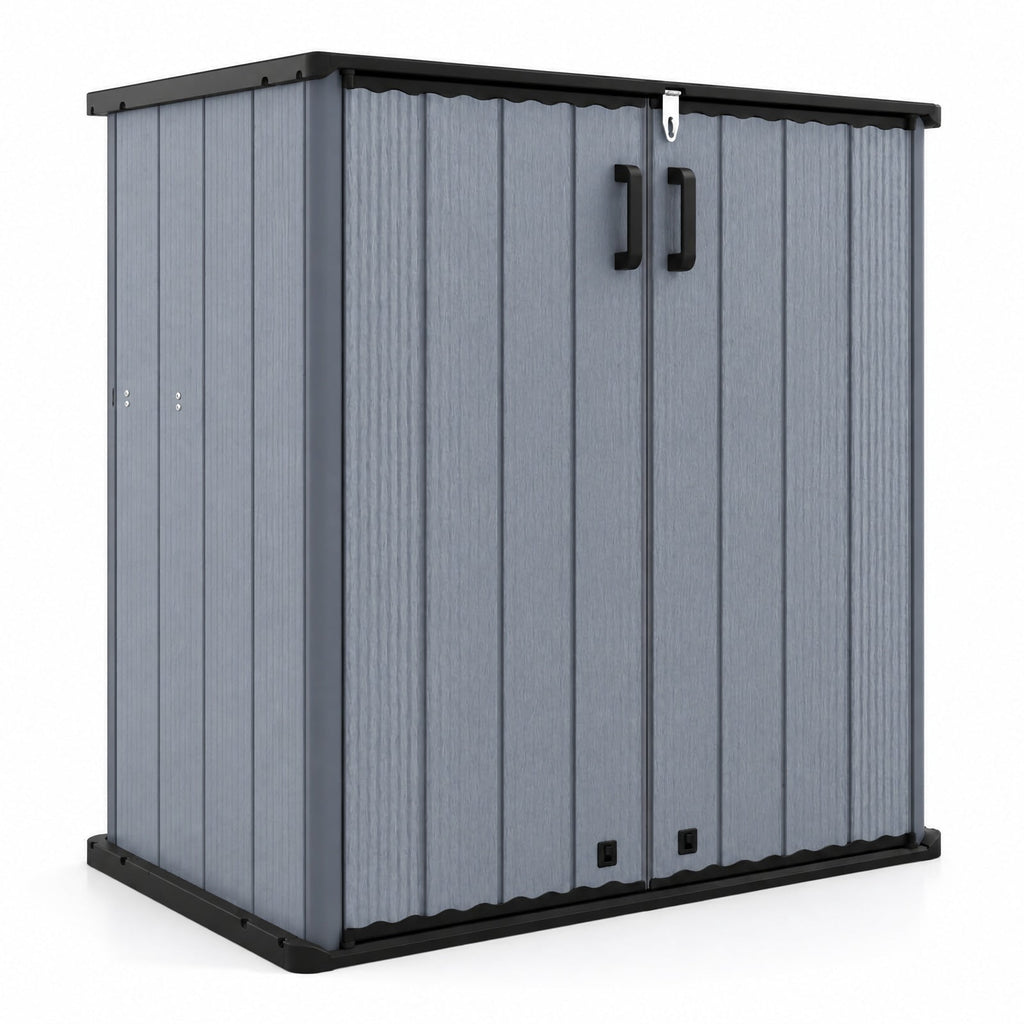 Airfind Outdoor 23.5 Cu.ft All-Weather Storage Box with Floor Lockable Door, 330 lbs Capacity, PP HDPE Metal Frame, 47 Inch x 25.5 Inch x 46 Inch Footprint