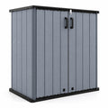 Airfind Outdoor 23.5 Cu.ft All-Weather Storage Box with Floor Lockable Door, 330 lbs Capacity, PP HDPE Metal Frame, 47 Inch x 25.5 Inch x 46 Inch Footprint