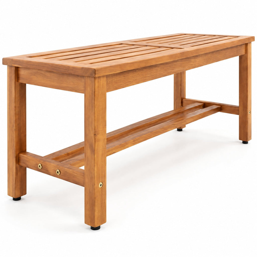 Airfind Outdoor Acacia Wood Patio Bench for 2 with Slatted Seat-2 Pieces, 800 lbs Capacity, Acacia Wood Frame, 40 x 14 x 17 Footprint, Wood