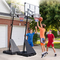 Airfind Outdoor Basketball Goal System with 8 to 10 Foot Hand Crank Adjustable Height Shatterproof Backboard and Rebounder for Backyard, Black