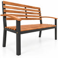 Airfind Outdoor Bench Acacia Wood Patio Loveseat with Backrest Armrests, 800 lbs Capacity, Acacia Wood Metal Frame, 47 × 23 × 34 Footprint, Wood