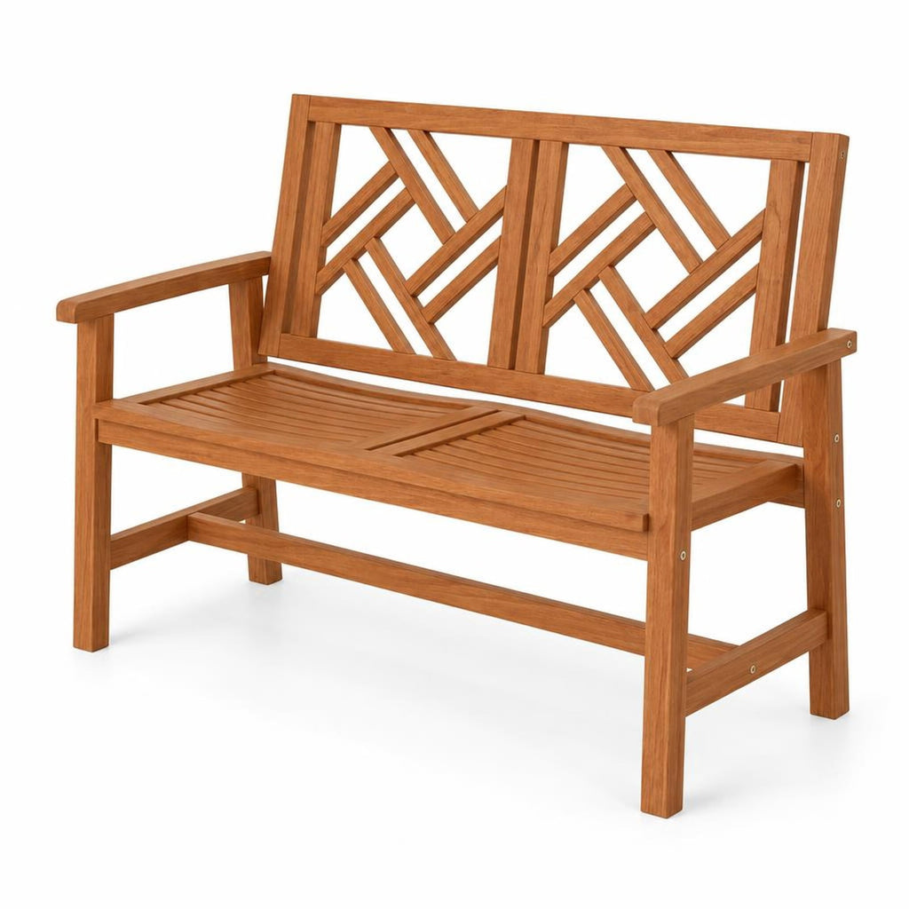 Airfind Outdoor Bench Wood 2, 660 lbs Capacity, Hardwood Frame, 48 × 26 × 36 Footprint, Wood, Geometric patterns infuse an elegant touch