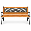 Airfind Outdoor Cast Iron Patio Bench, 463 lbs Capacity, Cast iron Frame, 49.5 x 20.5 x 29 Product weight: 30 lbs Footprint, Black + natural