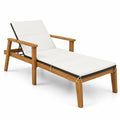 Airfind Outdoor Chaise Lounge Chair Rattan Patio Recliners with Armrests, Solid acacia wood frame for strong support