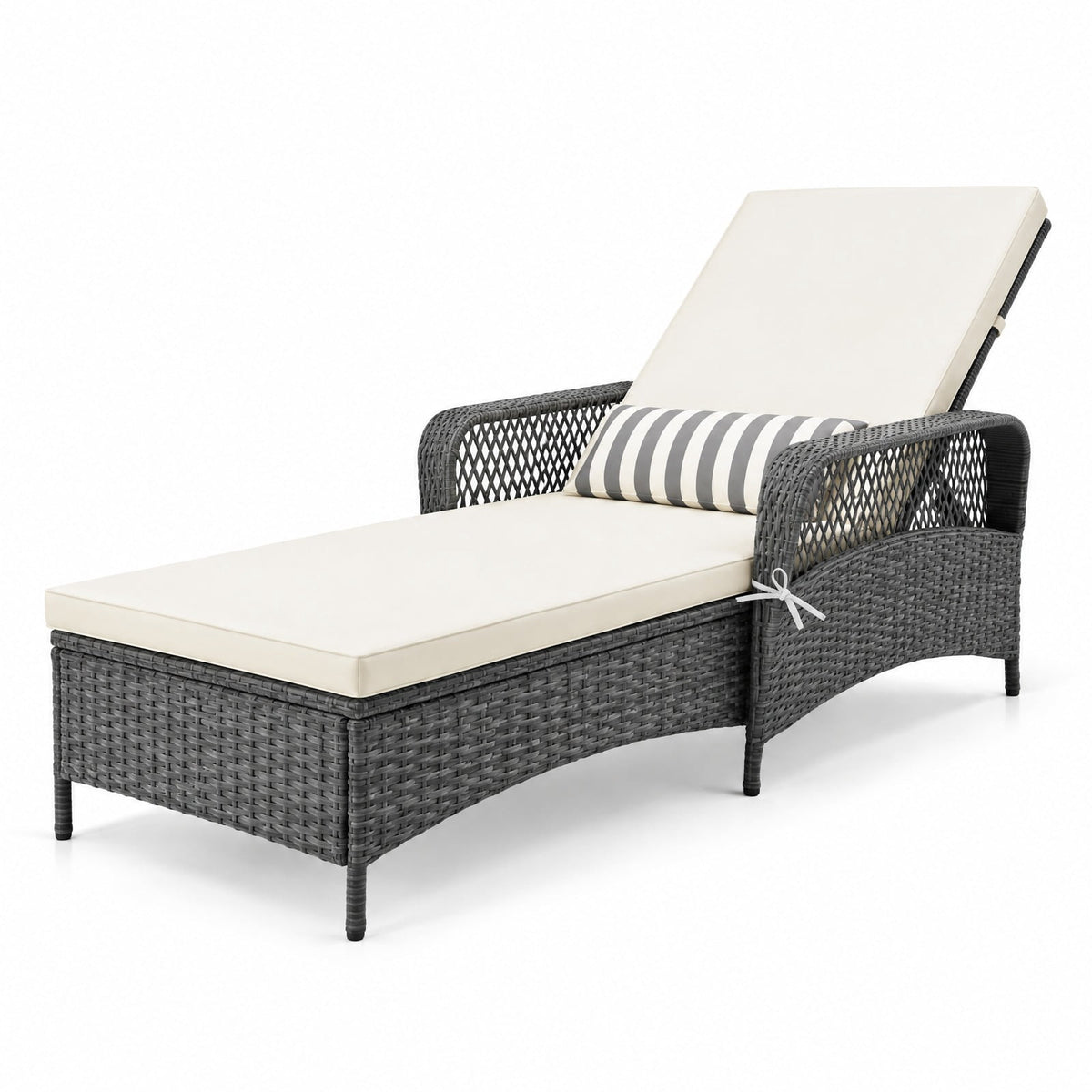 Airfind Outdoor Chaise Lounge Chair Recliner with 6, 400 lbs Capacity, Metal PE Rattan Polyester Fabric Spray-bonded Non-woven Fabric Sponge Frame