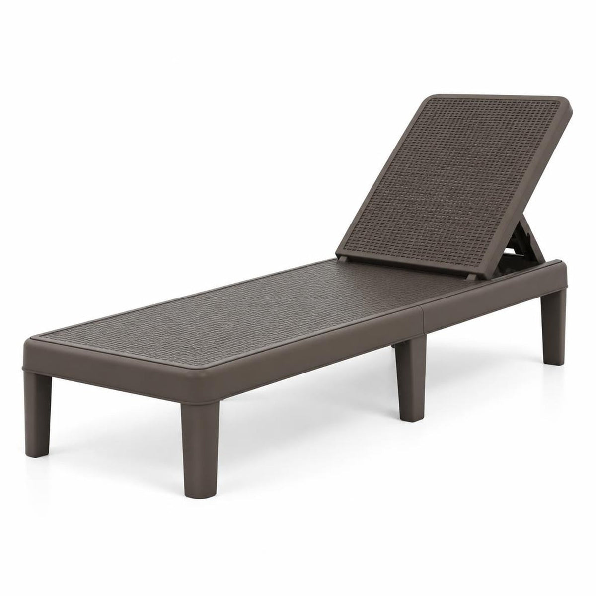 Airfind Outdoor Chaise Lounger Chair with Waterproof Rattan Textured PP Surface and 330 lbs Capacity, 330 lbs Capacity, PP Frame, Brown