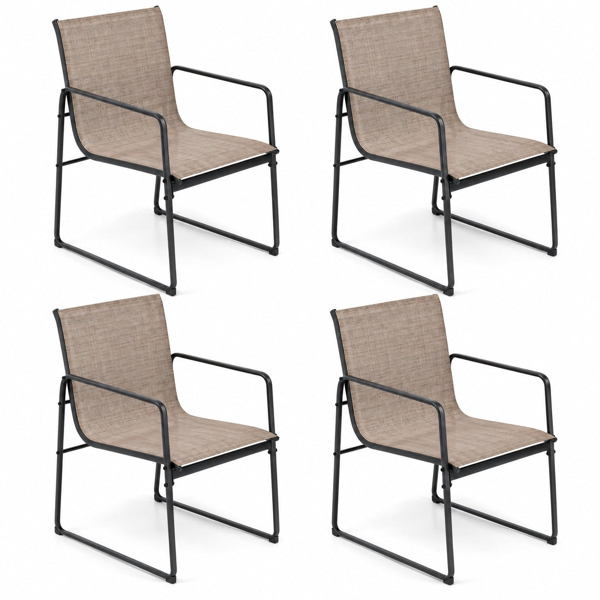 Airfind Outdoor Dining Chairs Set of 4 Patio Furniture Chair with Breathable Seat and Backrest, 25.5 x 21 x 33Seat Height 17Seat Footprint