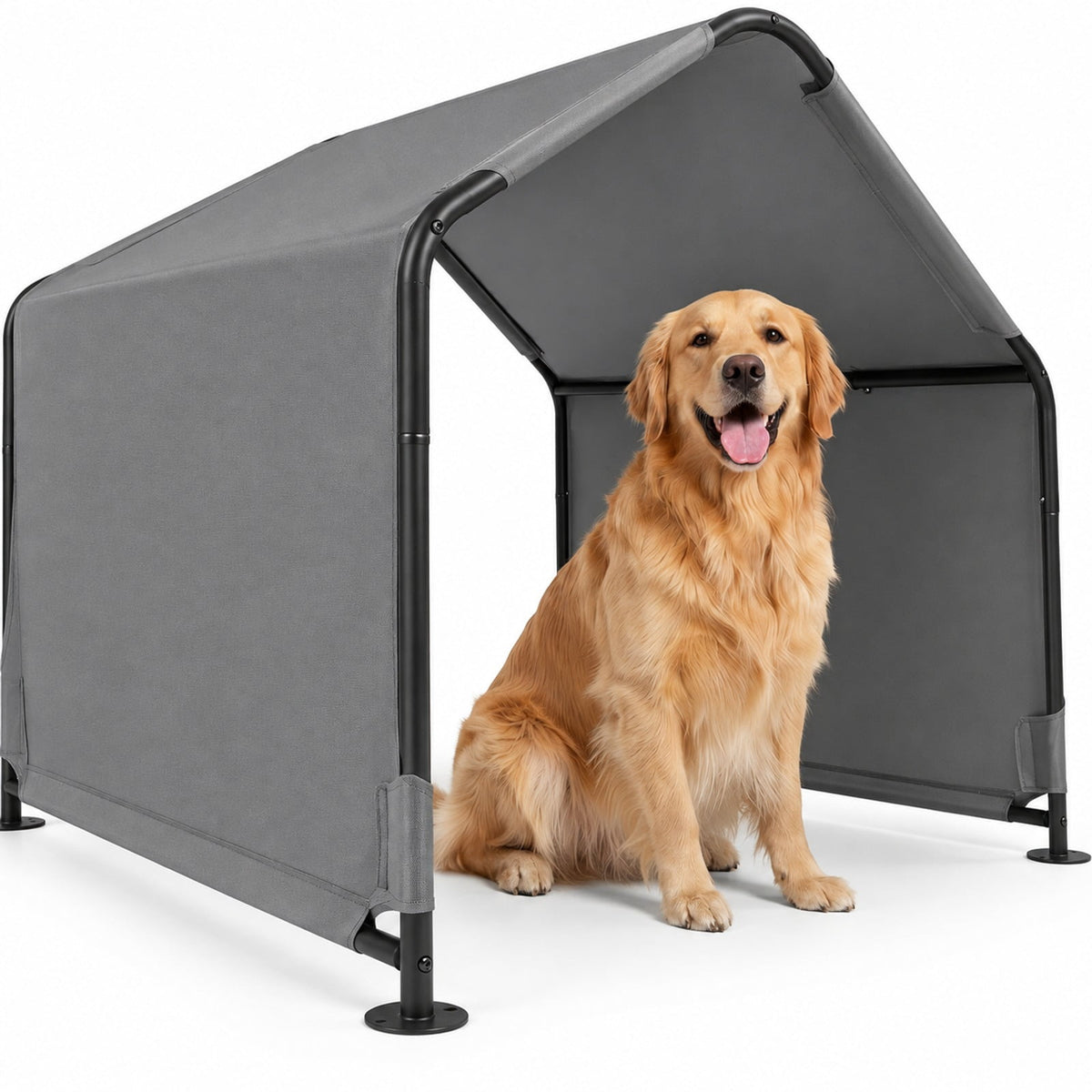 Airfind Outdoor Dog Shade Shelter with reliable Roof and Ground Stakes for Deck, 420D Oxford Fabric Metal, 51 Inch x 46.5 Inch x 42.5 Inch
