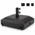 Airfind Outdoor Fillable Umbrella Base with Wheels Water Sand Weighted Umbrella Stand, PP Metal PVC Frame, 21.5 Inch x 21.5 Inch x 16 Inch Footprint, Black