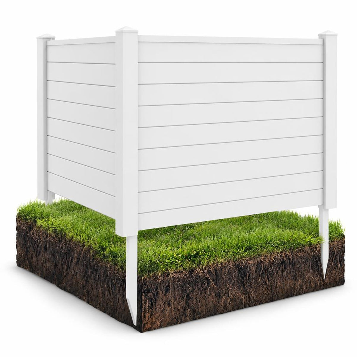 Airfind Outdoor PVC Air Conditioner Fence with 20 Inch Long Stakes, PVC Frame, 48 x 48 x 55 Footprint, White