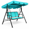 Airfind Outdoor Patio 3 Person Porch Swing Bench Chair with Canopy, 550 lbs Capacity, Steel textile fiber polyester Frame, Blue