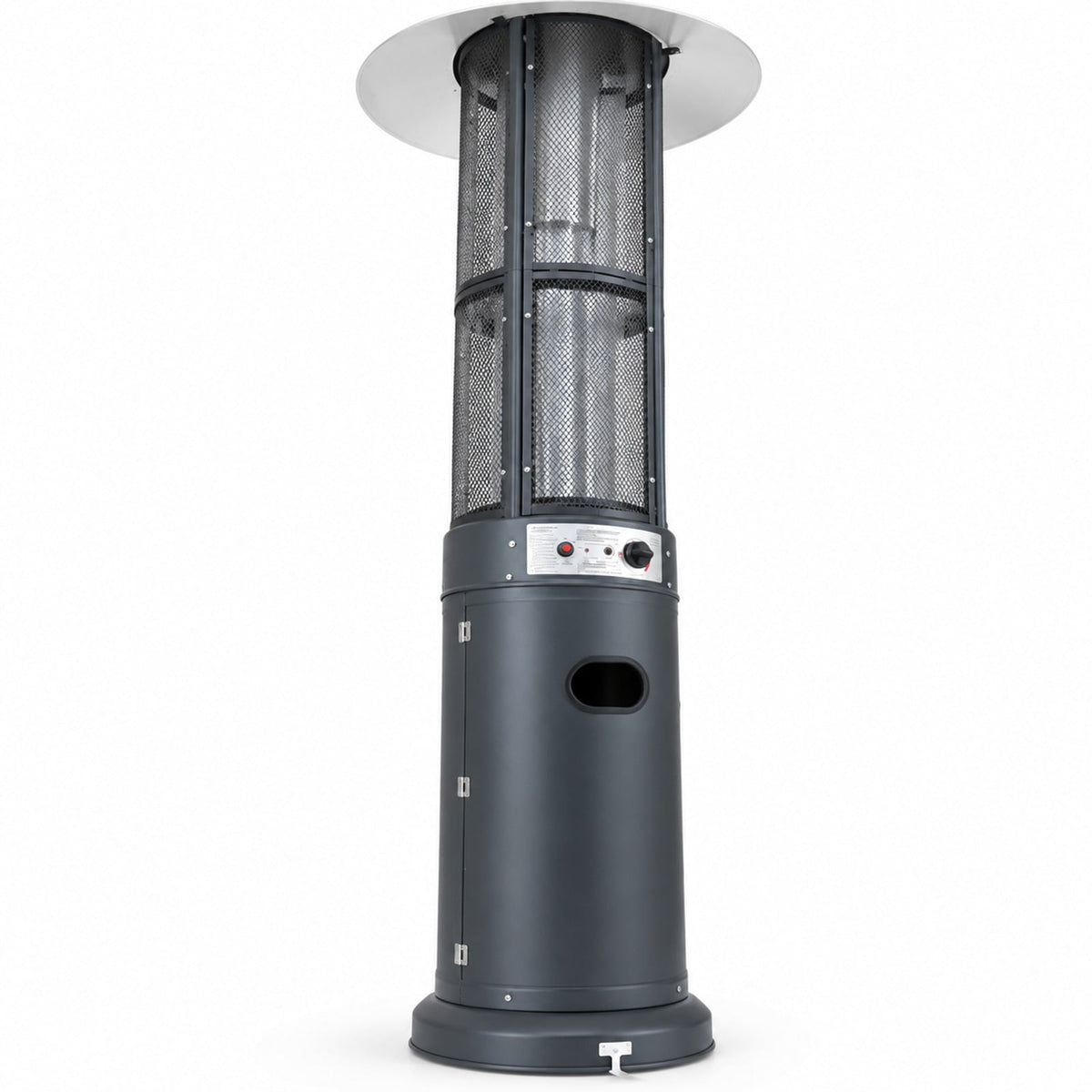 Airfind Outdoor Propane Patio Heater with Glass Tube and Tilt-Over Protection, Metal Frame, 27.5in x 74.5in Footprint, Dark Gray