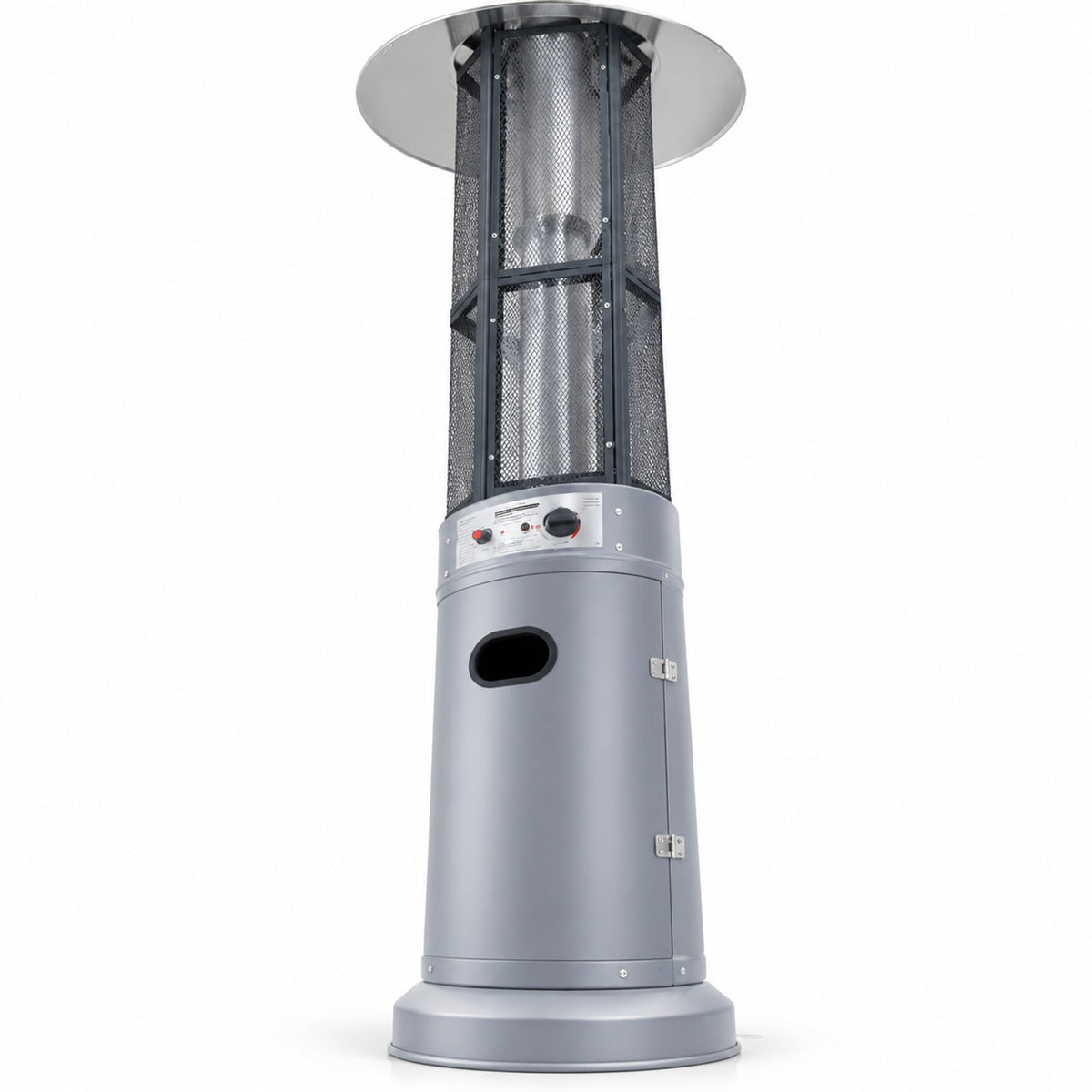 Airfind Outdoor Propane Patio Heater with Glass Tube and Tilt-Over Protection, Metal Frame, 27.5in x 74.5in Footprint, Gray