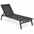Airfind Outdoor Reclining Chaise Lounge Chair with 6-Position Adjustable Back, 330 lbs Capacity, Steel fabric Frame, Black
