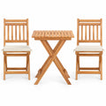 Airfind Outdoor Wood Bistro Set with Soft Seat Cushions and Table, Chair 400 lbs Capacity, Acacia Wood Polyester Sponge Frame, White