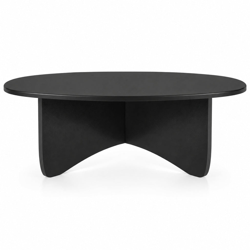Airfind Oval Coffee Table Mid Century Modern Accent Table Low Profile Wooden Center Table, 35.5 x 21.5 x 15Weight Footprint, Black