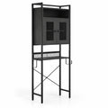 Airfind Over-the-toilet Storage Cabinet featuring Heavy-duty Metal Frame 2-door Freestanding, Engineered Wood Metal Frame, Black