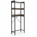 Airfind Over The Toilet Storage Rack with Hooks and Adjustable Bottom Bar, Metal Engineered Wood Frame, Grey