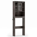 Airfind Over Toilet Storage Cabinet with Sliding Barn Door and Open Shelves for Bathroom, 44 lbs Capacity, Engineered Wood Frame, Black Oak