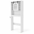 Airfind Over Toilet Storage Cabinet with Sliding Barn Door and Open Shelves for Bathroom, 44 lbs Capacity, Engineered Wood Frame, White