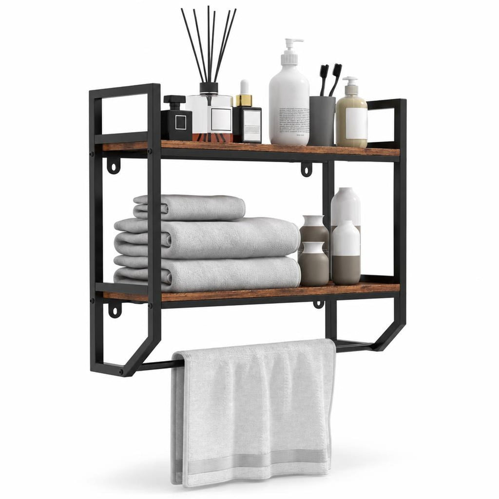 Airfind Over the Toilet Shelf Wall Mounted with Metal Frame for Bathroom, Engineered Wood Metal Frame, 23 x 8 x 23 Footprint, Rustic Brown