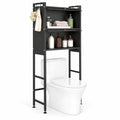 Airfind Over-the-toilet Cabinet Bathroom Organizer with 2 Flip-up Cabinets, 33 Lbs Capacity, Carbon Steel PC Plastic, Black